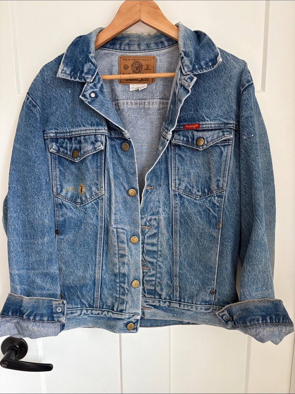 Vintage Wrangler jean Jacket with organic distressing